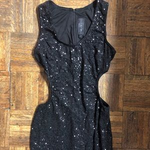 , Black sequined cut-out mini sz S
